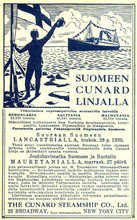 Lataa kuva Galleria-katseluun, Vanha hauska juliste paidassa Miilun putiikki Suomeen Cunard-linjalla paitakuva
