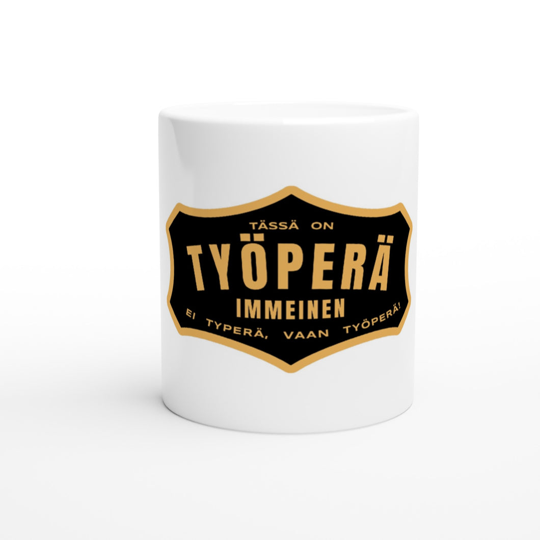 Työperä immeinen huumorimuki lähikuva