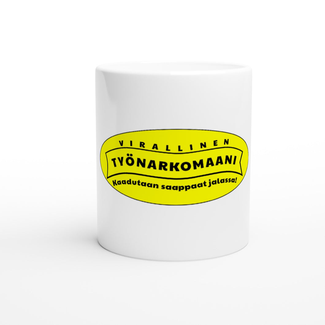 työnarkomaani huumorimuki lähikuva